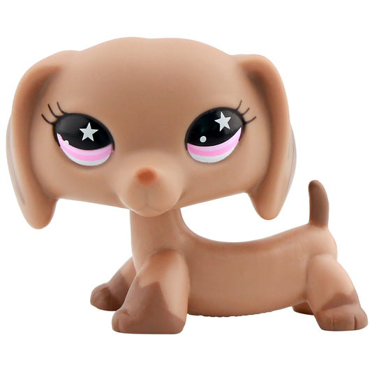 Pet Shop LPS Dachshund 932 Dog Tan Body Pink Star Eyes Kids Gift