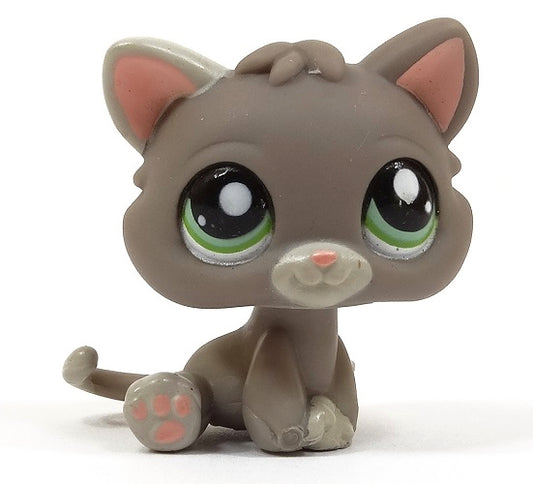LPS Sitting Kitten Cat 1607 Grey Green Eyes LPS Rare Figures Kids Gift Set