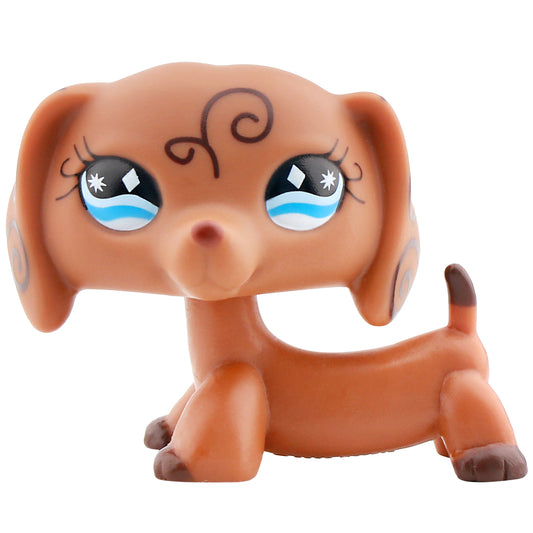 Rare LPS Dachshund #640 Brown Dachshund Dog Swirl Diamond eyes LPS Toy Animal Figures Rare Old LPS Pet Collectable Figure Mini Pet Shop Little Pet Kids Toy Xmas Gift