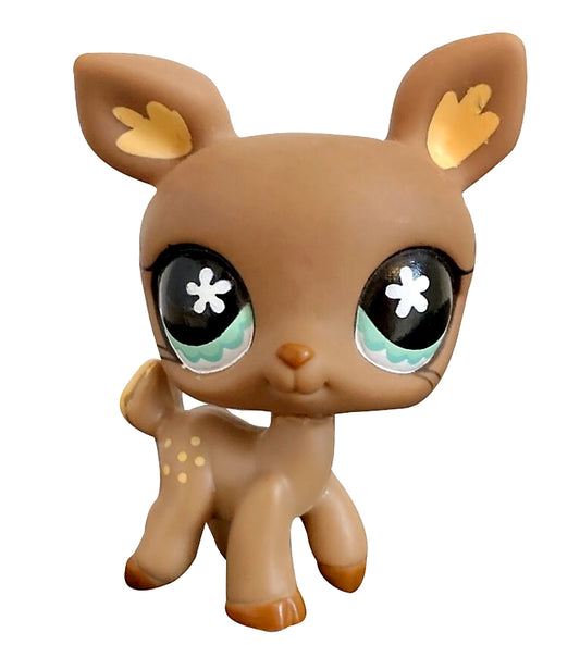 Pet Shop LPS deer 670 Brown Body & Blue Flower Eyes LPS Rare Figures Kids Gift Set