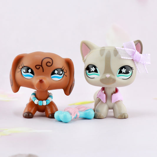 LPS Shorthair Cat 468 Stripe LPS Dachshund 640 Tatoo LPS Rare Figures with LPS Accessories Kids Gift Set