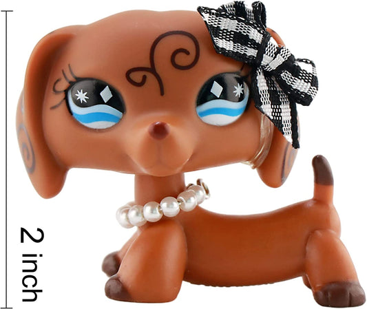 Littlest Pet Shop LPS Old LPS Dachshund 640 Tatoo Stripe Blue Eyes Dog Puppy