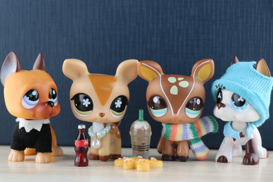 Littlest Pet Shop lps Great Dane Lps Deer with lps Accessories Christmas Outfit