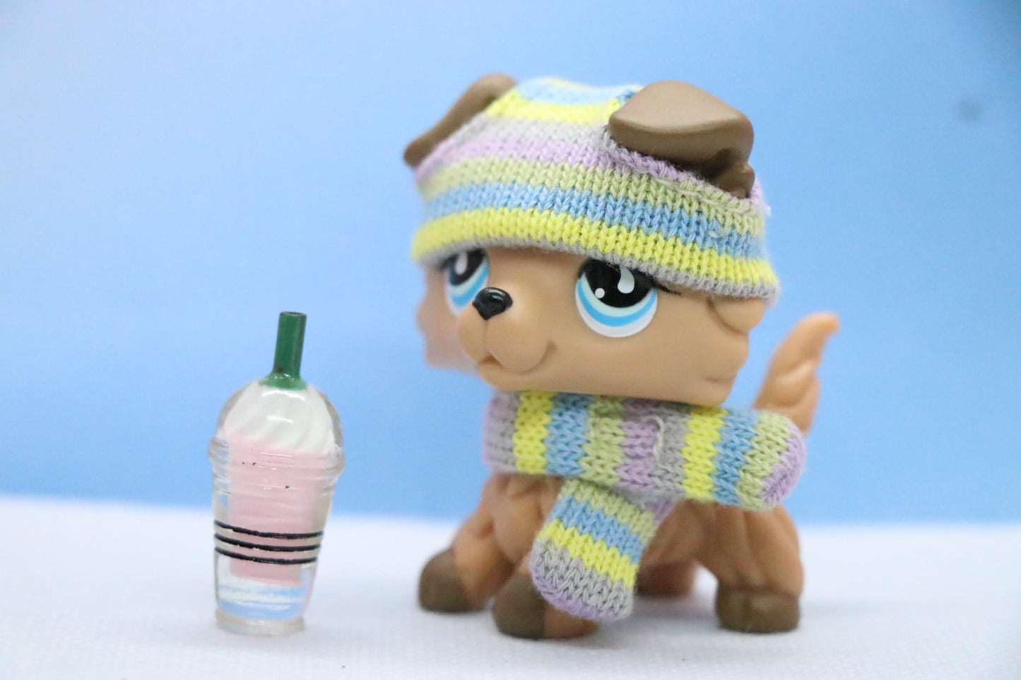 Littlest Pet Shop LPS Brown Collie #893 with lps Accessories Outfit Scarf Hat