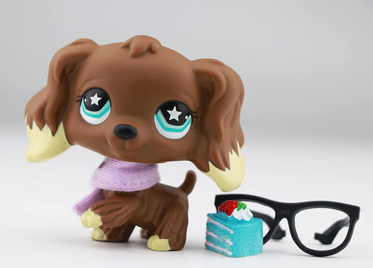 Pet Shop LPS Cocker Spaniel dog 960 Chocolate dog Blue Eyes with LPS Accessories