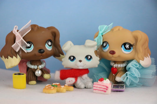 Littlest Pet Shop lps Cocker Spaniel and Baby Collie with lps Accessories Outfit